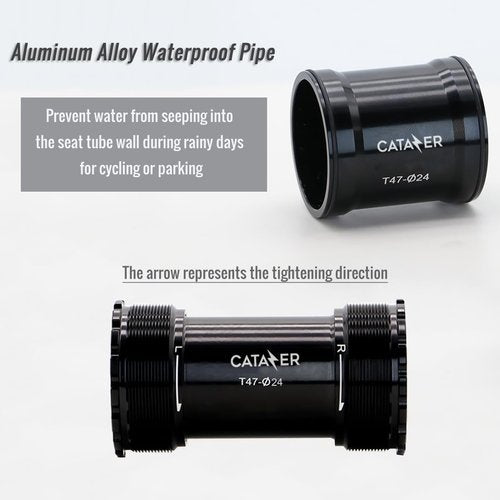 catazer Road Bike T47 Bottom Bracket, 24/29/30mm Crank Spindle Ceramic Bearings Threaded Internal External BB for 68-73mm/86-92mm Frame(Internal,29mm)