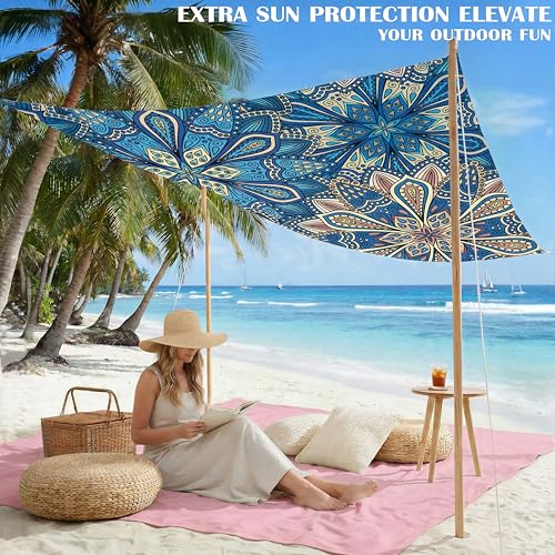 Famstar Boha 78''x81'' Oversized Waterproof Sandproof Beach Blanket - Large Travel Mat