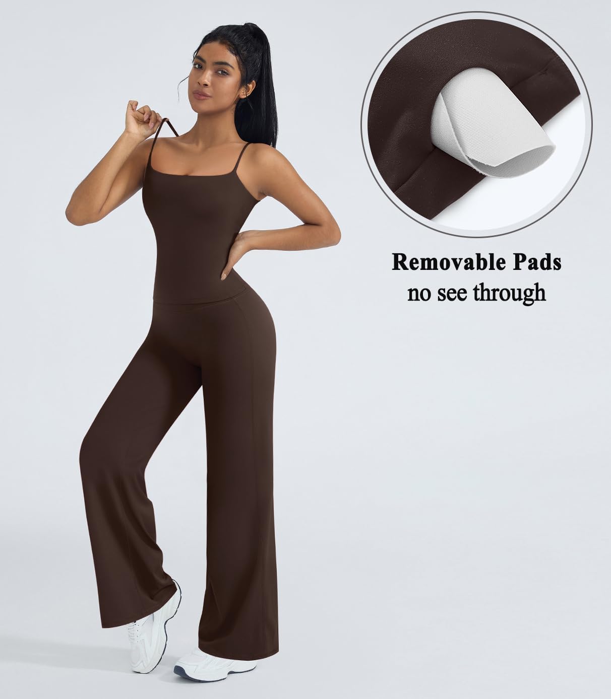OMKAGI Workout Sets - Padded Tank Tops with Matching Straight Leg Yoga Pants for Women