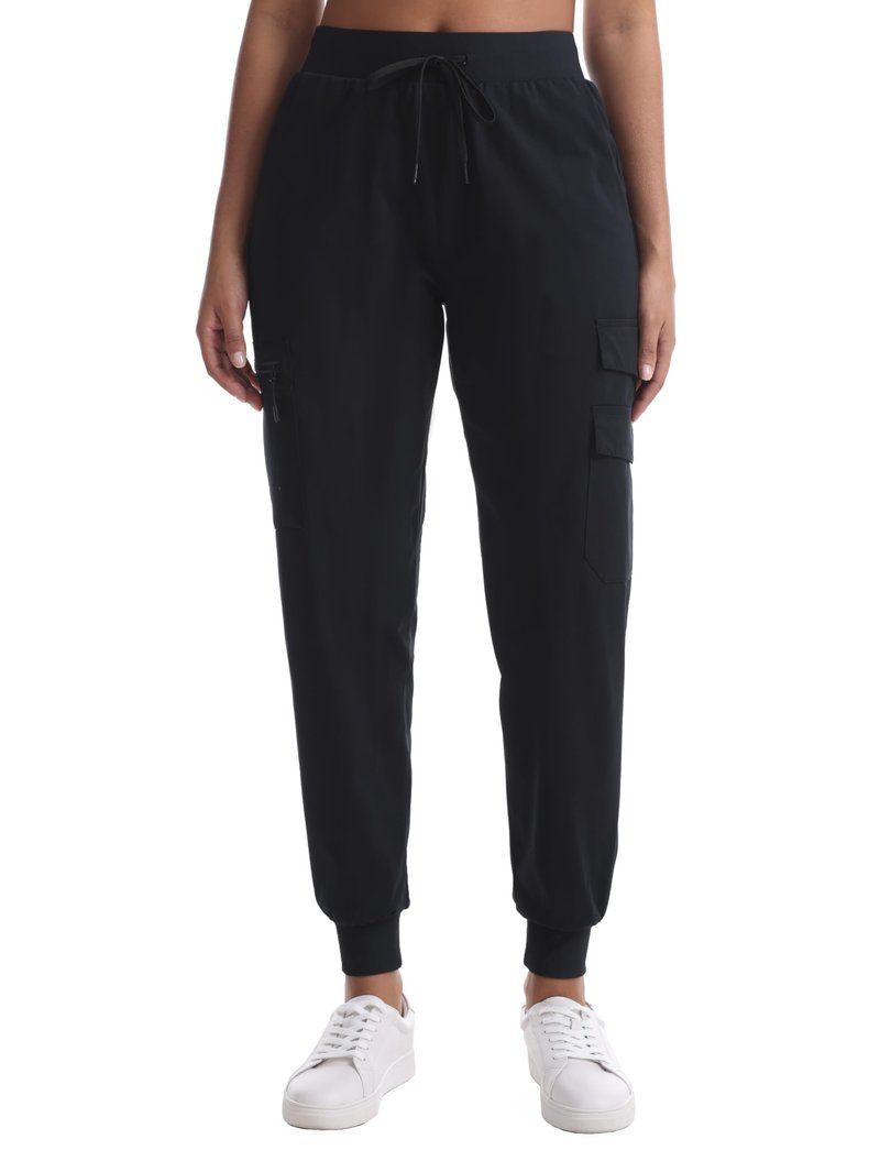 zsenoxaxi Women's Lightweight Hiking Pants - Water Resistant Casual Travel Joggers with Zippered Pockets for Golf Camping(Black,M)