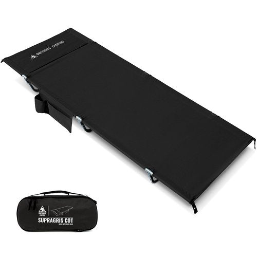 ONETIGRIS SUPRAGRIS Camping Cot, Support Up to 400lbs, Lightweight Comfortable Folding Bed for Camping, Hiking, Backpacking, Travel, Car Trips, Office Nap (Black)