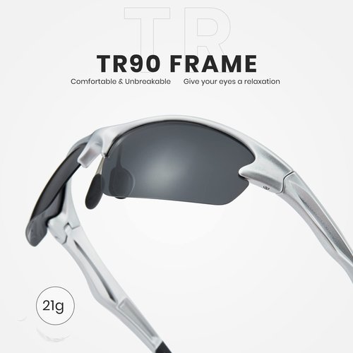 Cyxus Polarized Semi-Rimless TR90 Cycling Sunglasses Men Women Rectangle Glasses Running Fishing Bike Baseball Sport 1071