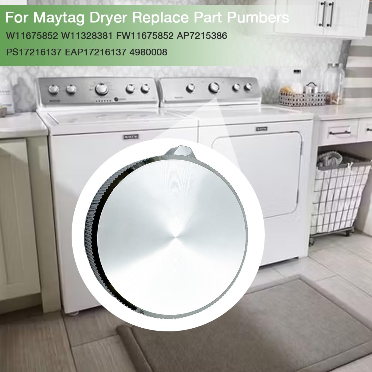 Ninayu W11675852 W11328381 Dryer Washer Timer Control Knob Compatible with Whirlpool Maytag MVW5430MW0 MGD4500MW0 MGD5030MW0 MGD6500MW0, Replace AP7215386 PS17216137 EAP17216137 W11675852 W11328381