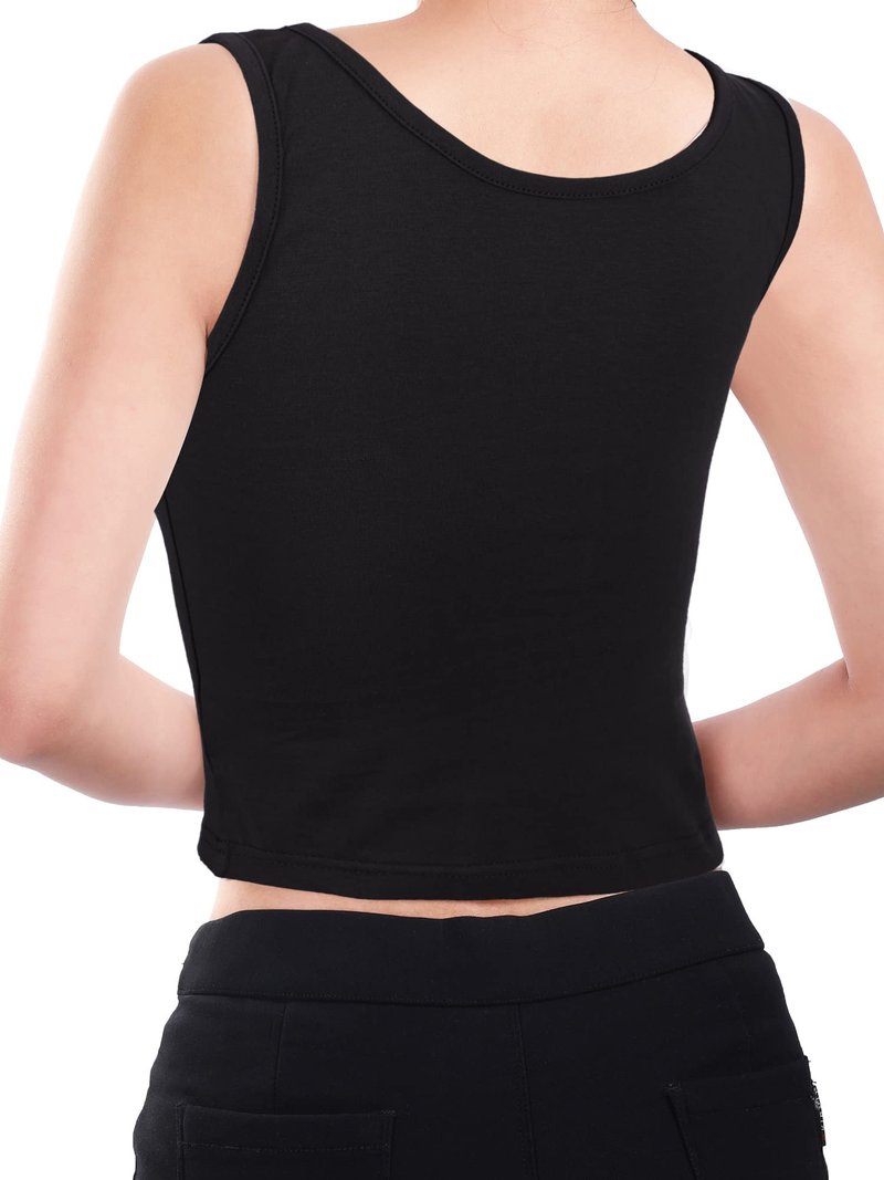 4 Pieces Women Basic Crop Tank Top Short Sleeveless Sports Crop Top (Purple, Black, Royal Blue, Dark Red, Medium)