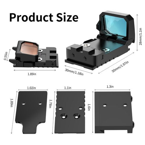 BULLIX Flip Up Red Dot Sight, Compact and Lightweight RMR Red Dot Sights for Pistols, Reflex Sight for Pistol for 20mm Picatinny Rail RMR Mounts, Micro Red Dot for Outdoor Hunting