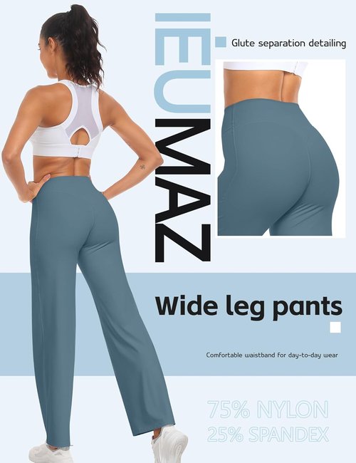 Ieumaz High Waist Yoga Leggings - Stretchy Straight Leg Workout Pants for Women
