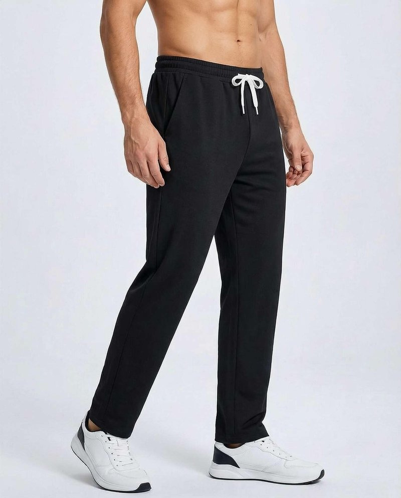 Real Essentials 3 Pack: Men's French Terry Open Bottom Sweatpants - Casual Lounge Comfort Gym with Pockets- Set 3,M