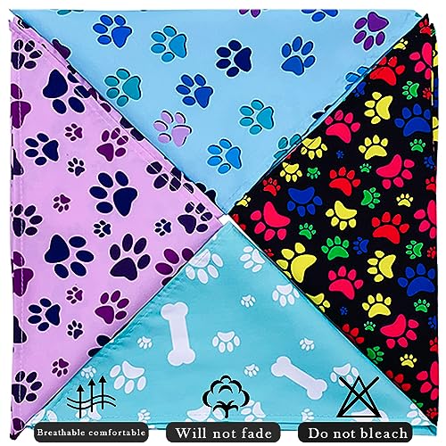 PET SHOW Medium Paw Print Dog Bandanas 50 Pack - Adjustable, Breathable Polyester, Perfect for Small & Medium Dogs & Cats - Paw Pattern Accessories