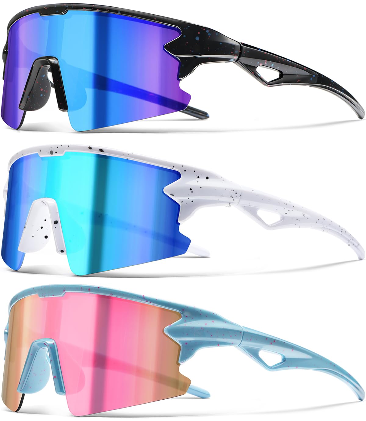SQOQS Youth Baseball Sunglasses for Boys Girls Kids Sports Sun Glasses Softball Cycling UV400 Protection Ages 3-14