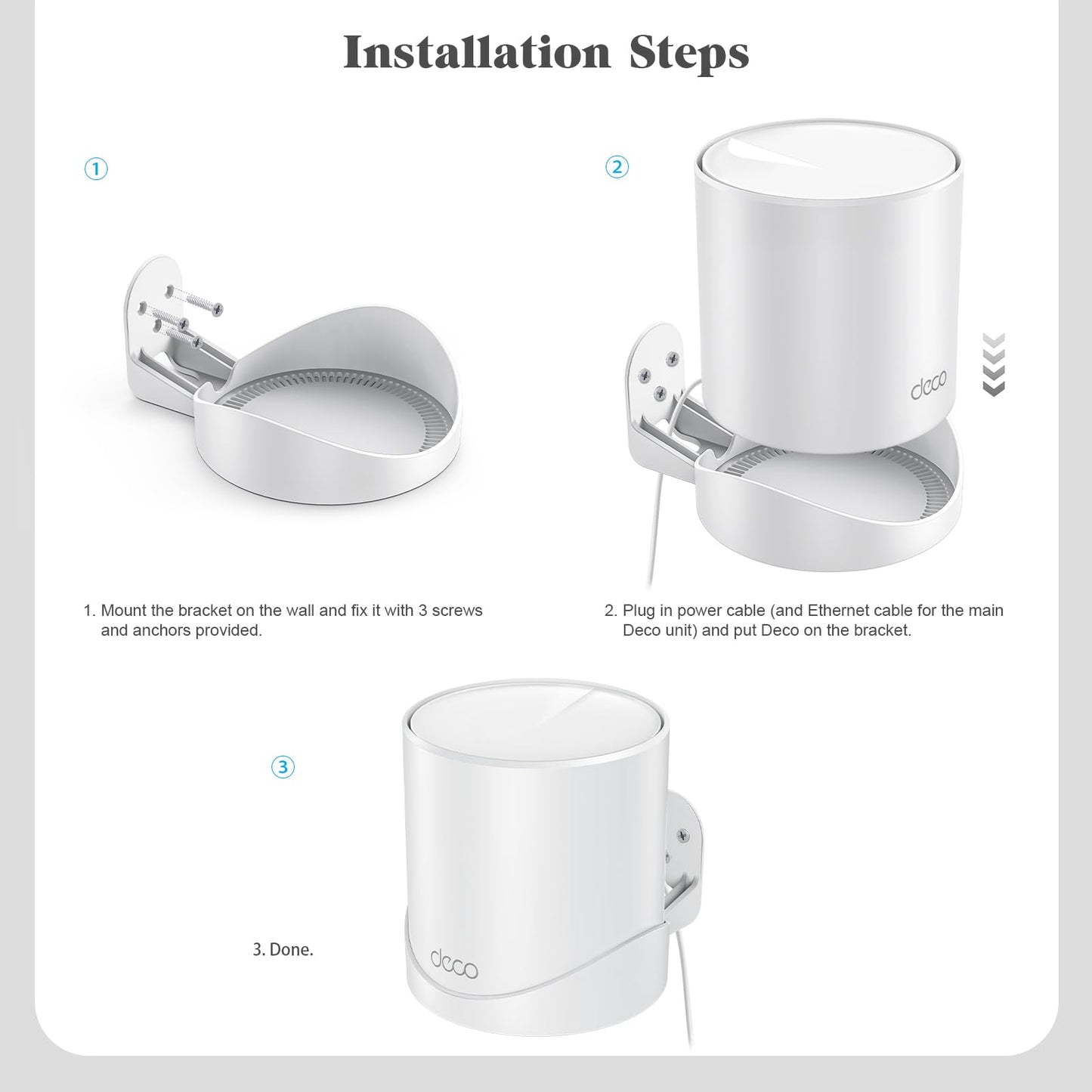 Wall Mount Bracket for TP-Link Deco X55/AX3000/X20/X50/X60/X4300 Pro/X5000/X5400 Pro/W3600/W4500/W6000 (1-Pack)