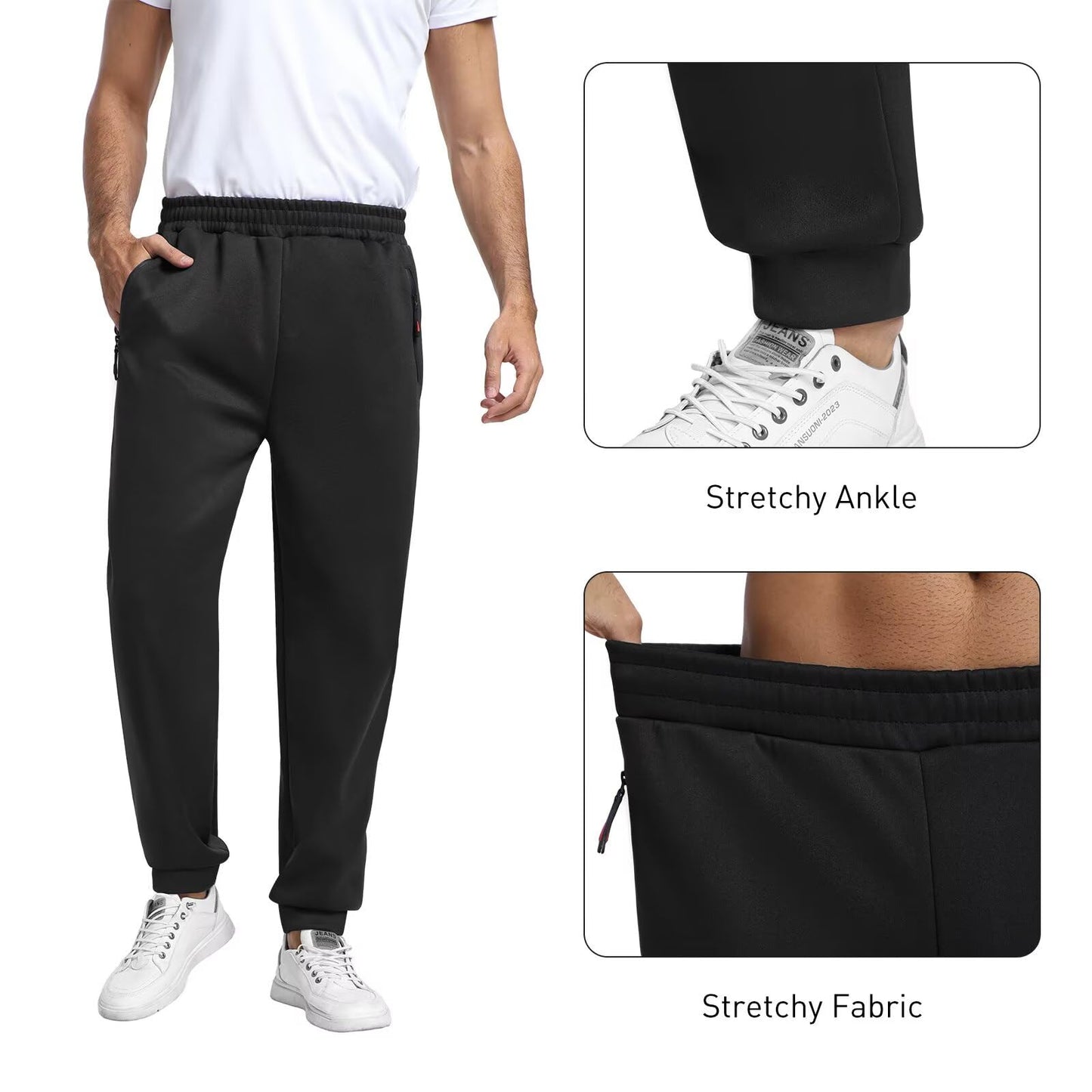 KGKE Men's Sweatpants Athletic Pants with Pockets,Jogger for Men Black/Black/Grey/Dark Grey/Navy L