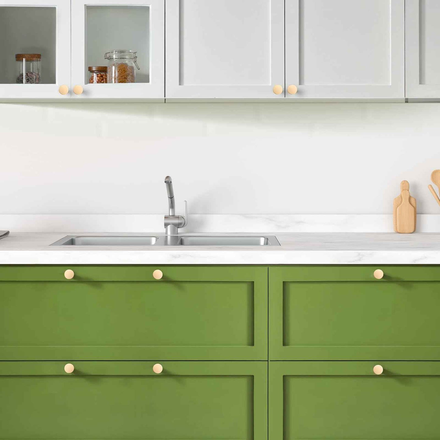 Ravinte 10 Pack Cabinet Knobs Champagne Gold Kitchen Cabinet Knobs Round Dresser Drawer Knobs Golden Drawer Pulls Closet Door Knobs 1-1/5 Inch