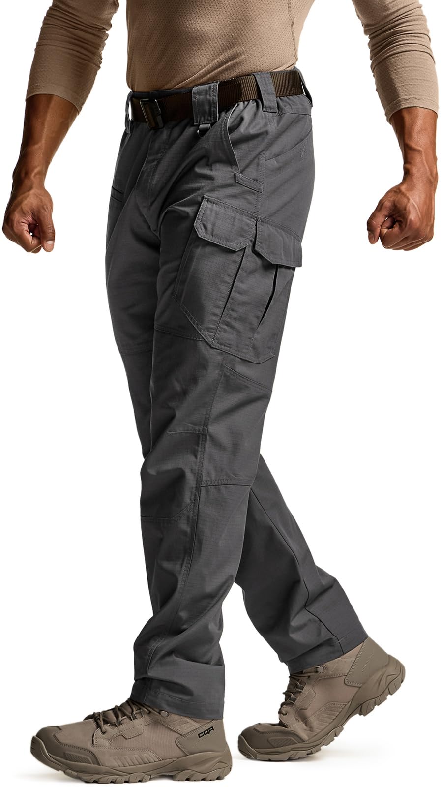 CQR Men's Tactical Pants, Water Resistant Ripstop Cargo Pants, Lightweight EDC Work Hiking Pants, Outdoor Apparel, Raider Mag Pocket Charcoal, 32W x 32L