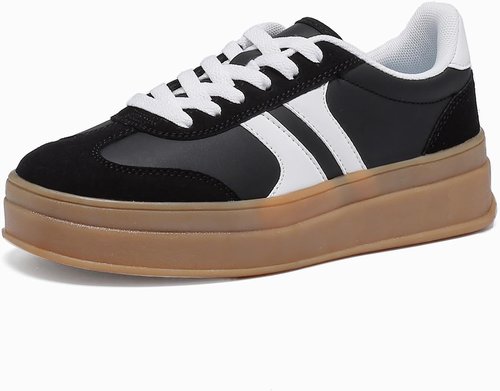 Lxuan Women's Fashion Sneakers - Thick Platform, Anti-Slip Rubber, Lace-Up Comfort | Stylish Walking Shoes