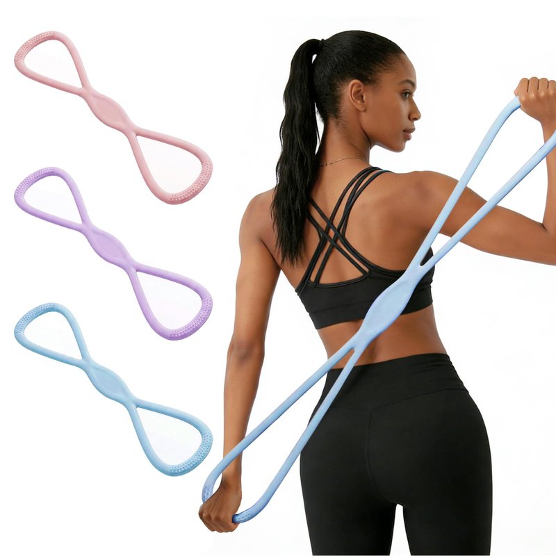 Resistance Bands, Figure 8 Resistance Bands for Women Men, 8 Shaped Resistance Rubber Band for Arms, Back, Shoulder Stretch with Handles, Not Break, Portable, Blue 25LB