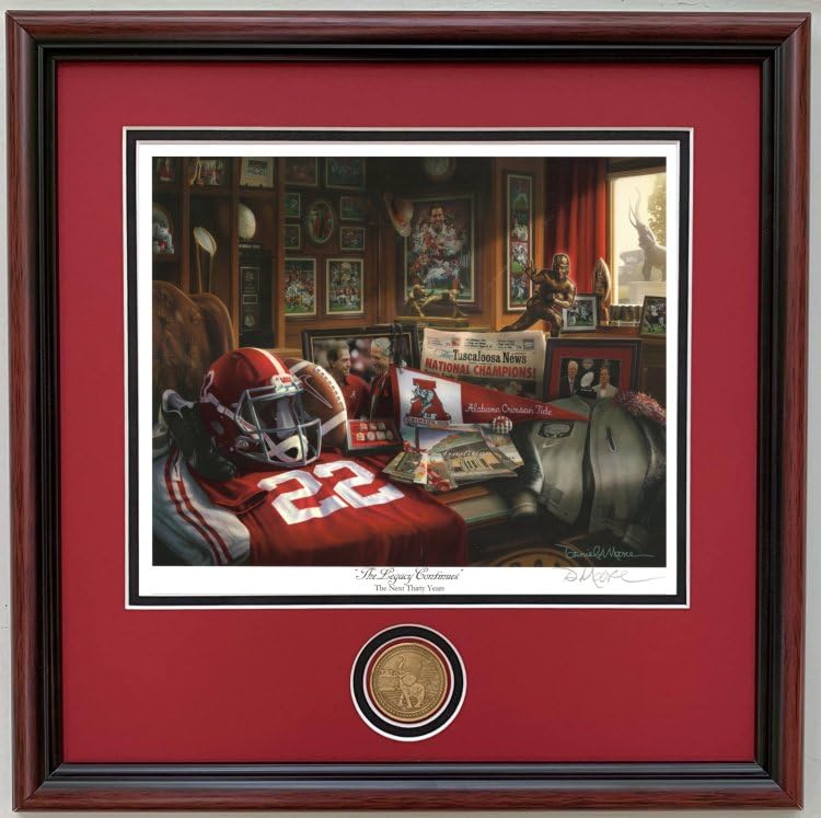 Alabama Football Legacy Framed Print with Bronze Coin - 16" x 16"