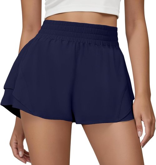 FireSwan Women's 2-in-1 Running Shorts - High Waisted, Quick Dry, Flowy Design with Pockets