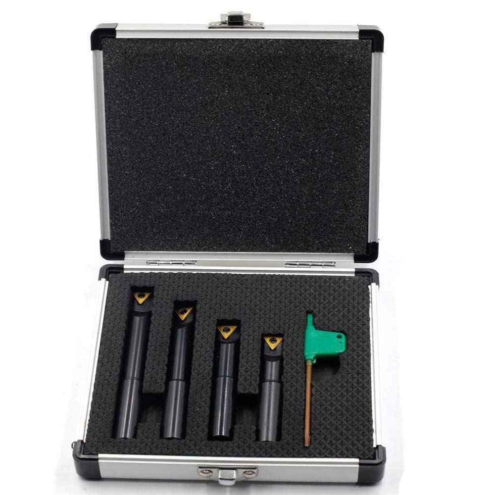 OSCARBIDE 1/2"Round Shank Boring Bar Set, 90 Degree with Indexable Carbide Inserts TCMT21.51(TCMT110204),4 Pieces/Set