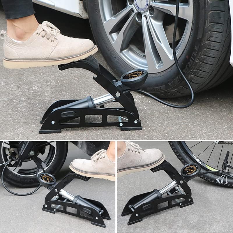 Skiennix Portable Bike Floor Pump - Accurate Pressure Gauge & Smart Valves | Ideal for Bicycles, Cars, & More