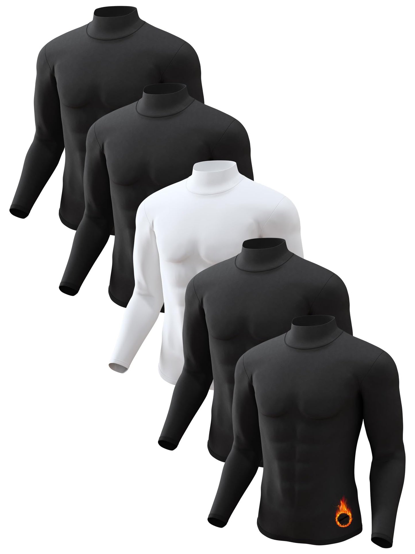 CL convallaria Thermal Shirts for Men Turtle Neck Long Sleeve Base Layer, X-Large