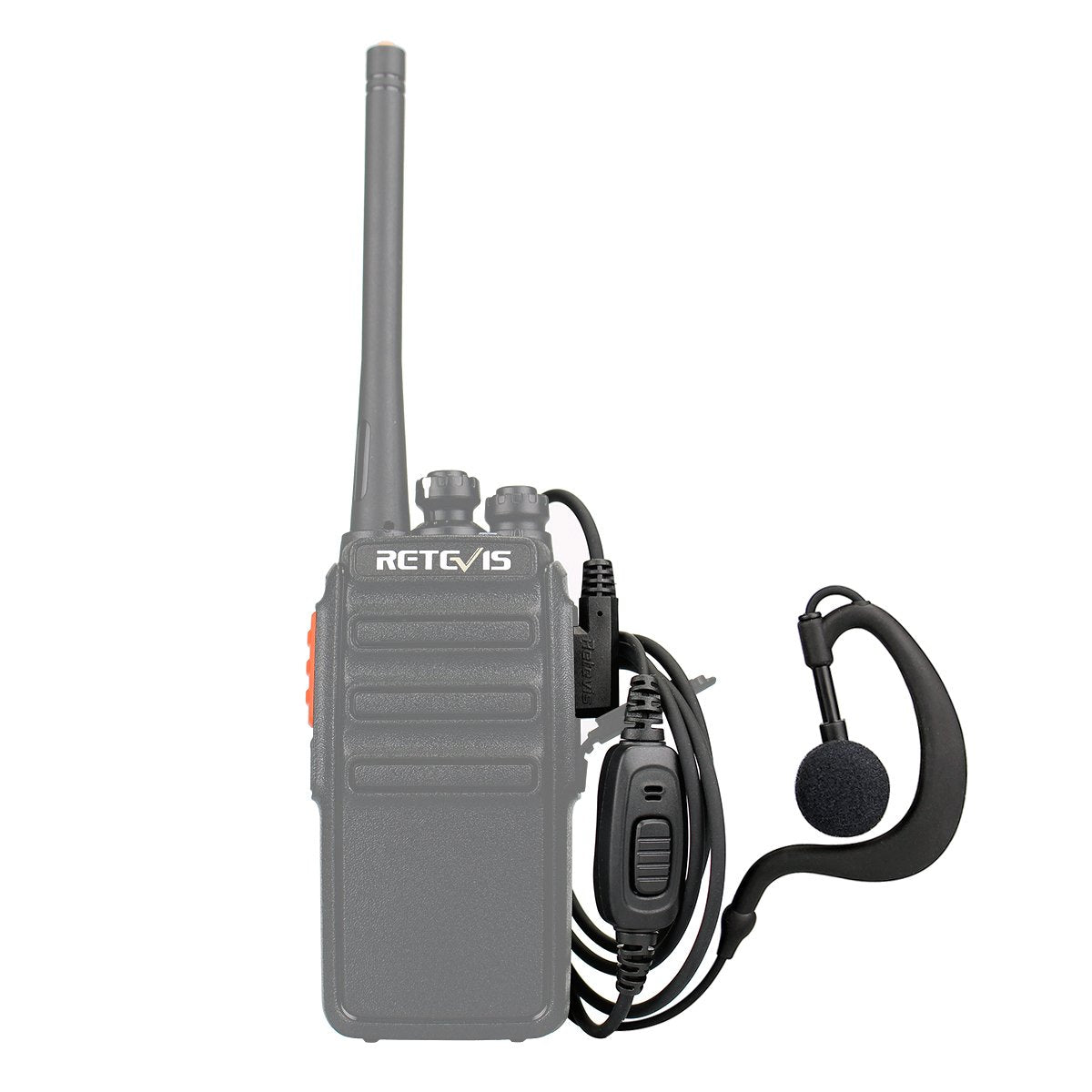 Retevis 2 Way Radio Earpiece, C-Type Earhook, 2 Pin, for RT22 RT68 RT21 H777H H-777, Compatible with Pxton, BAOFENG BF-T26/BF-888S, Kenwood Walkie Talkies, Walkie Talkie Earpiece with Mic(2 Pack)