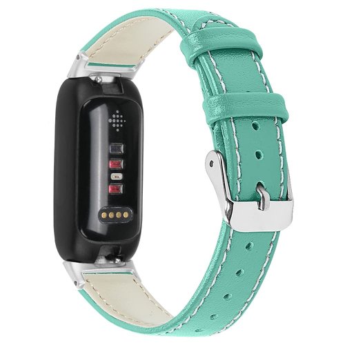 FitTurn 2PACK Leather Bands Compatible for Fitbit Inspire 3 Classic Wristbands Accessories Strap Replacement Band for Fitbit Inspire 3 Fitness Tracker Women Men (Blue,Teal)