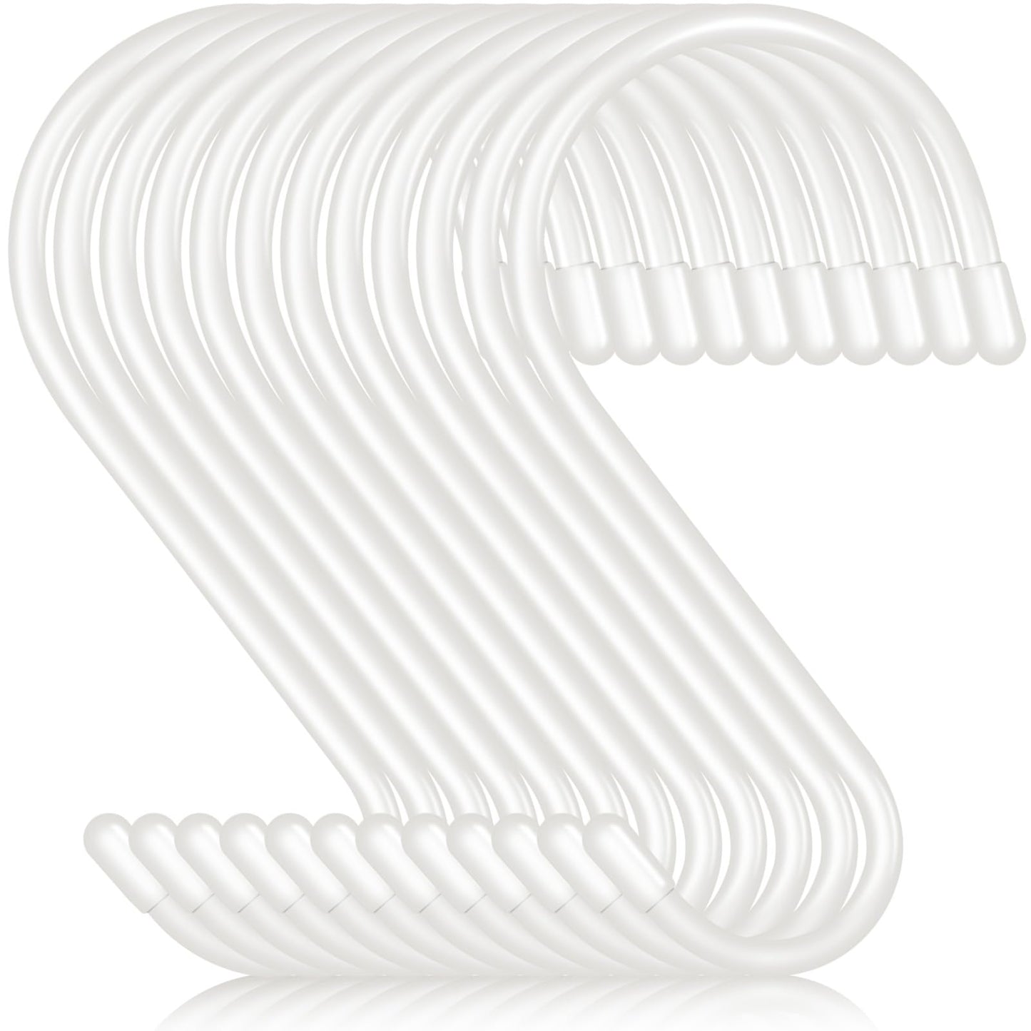 DINGEE 12 Pack 6 Inch S Hooks,Large S Hook Vinyl Coated Heavy Duty S Hook for Hanging, Non Slip S Hanger Closet Hooks, Steel Metal White Rubber S Hooks for Hanging Plants,Clothes,Jeans,Pot Pan Garden