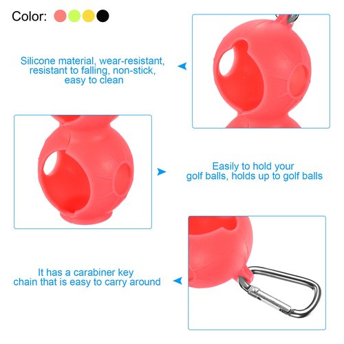 PATIKIL Golf Ball Holder, 4 Pack Silicone 2 Balls Carrier Protective Portable Sleeve with Buckle for Golf Bag Belt, Multicolor