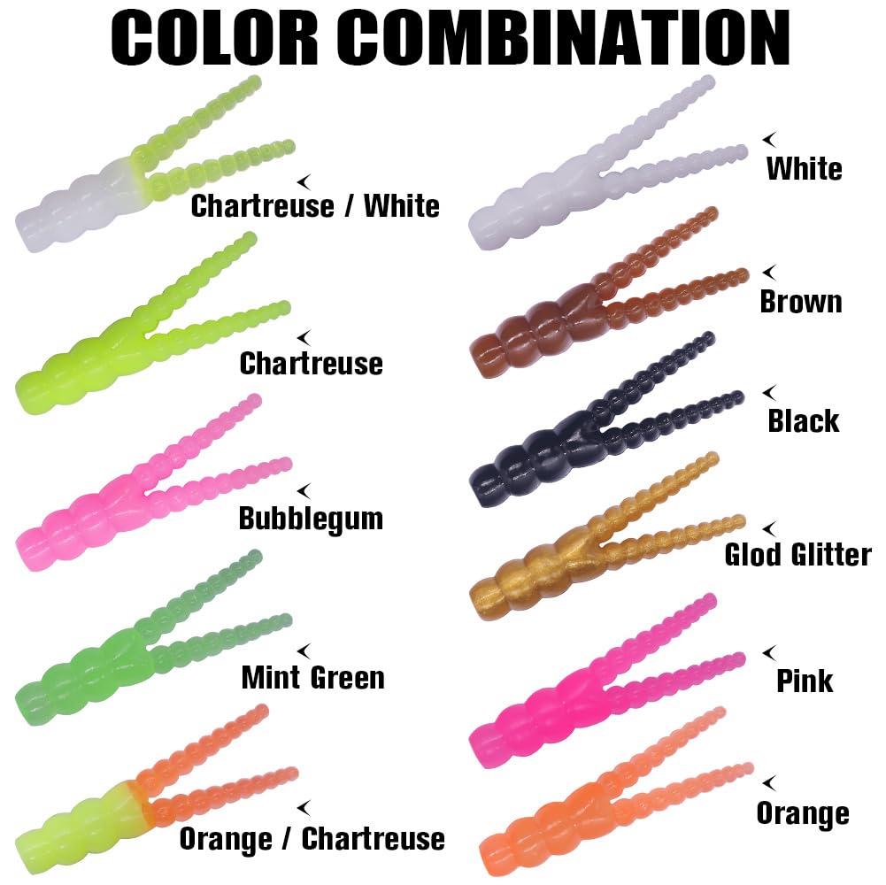 LURELINK 165-Piece Trout Lure Kit for Creek & River Fishing Gear with Split Tail Grub Worms, Shad Dart Jig Heads, Floats & Sinkers - Ideal for Seasonal Trout Crappie & Panfish