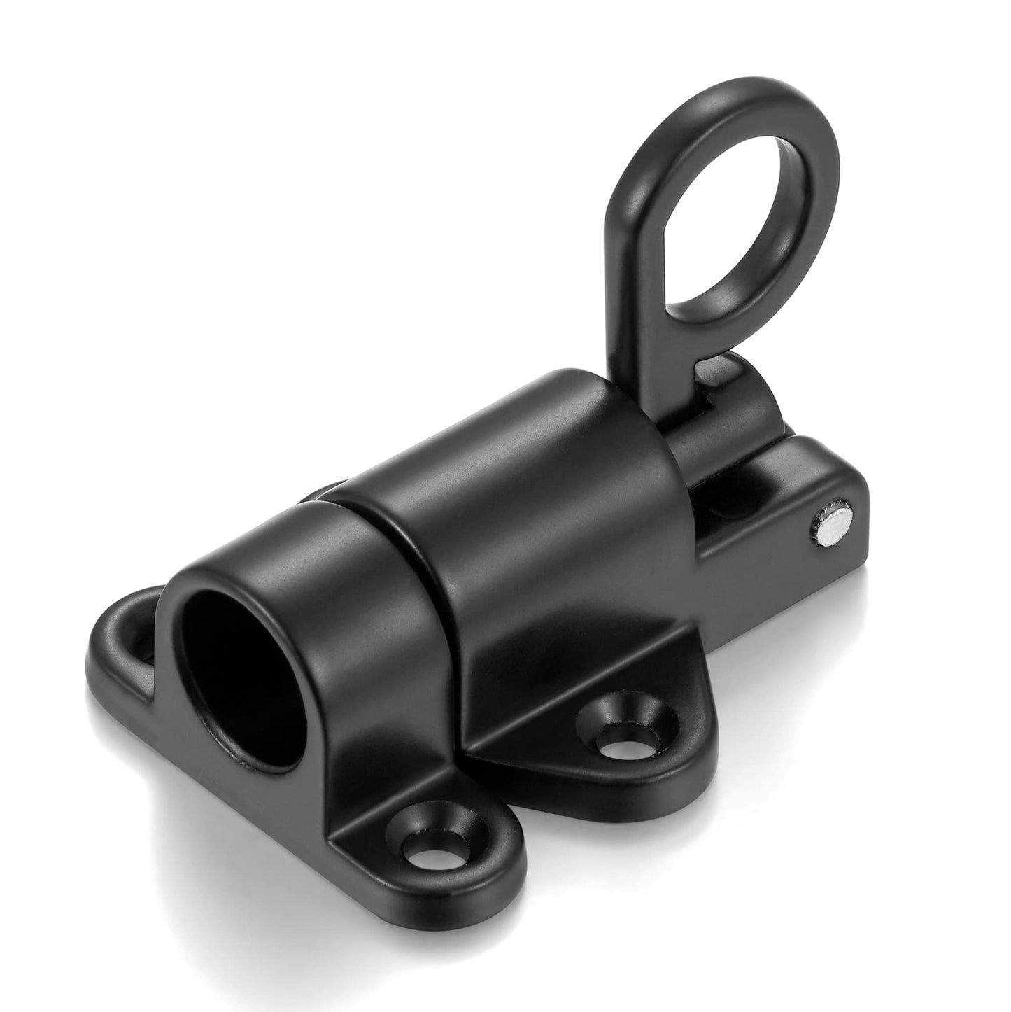 INIRET 3 Packs Self-Closing Latches，Black Spring Door Lock，Resilient Bolt Latch Aluminum Alloy Safety Automatic Spring Barrel Slide Door Lock with Screws,Used for Gate,Window and Cabinet etc…