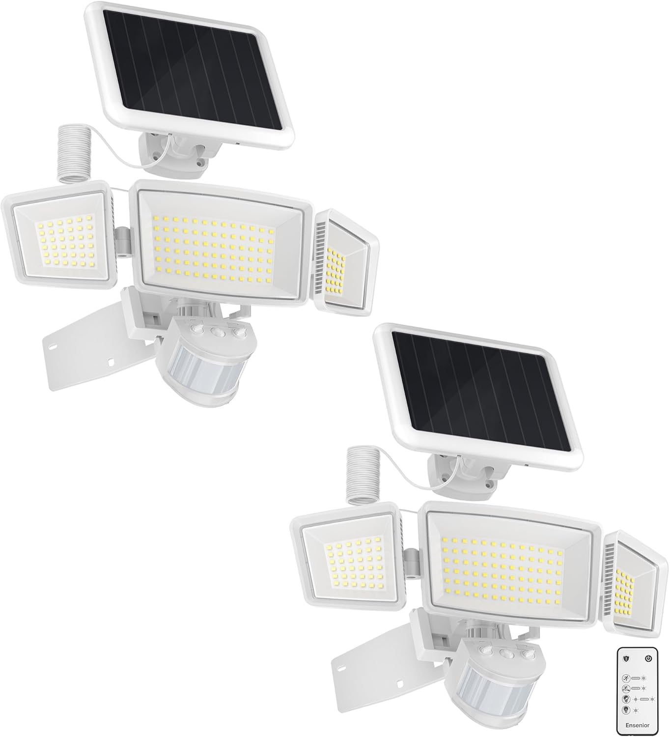 1800LM Solar Security Light with 3 Heads & Remote, 270° Wide Angle, IP65 Waterproof