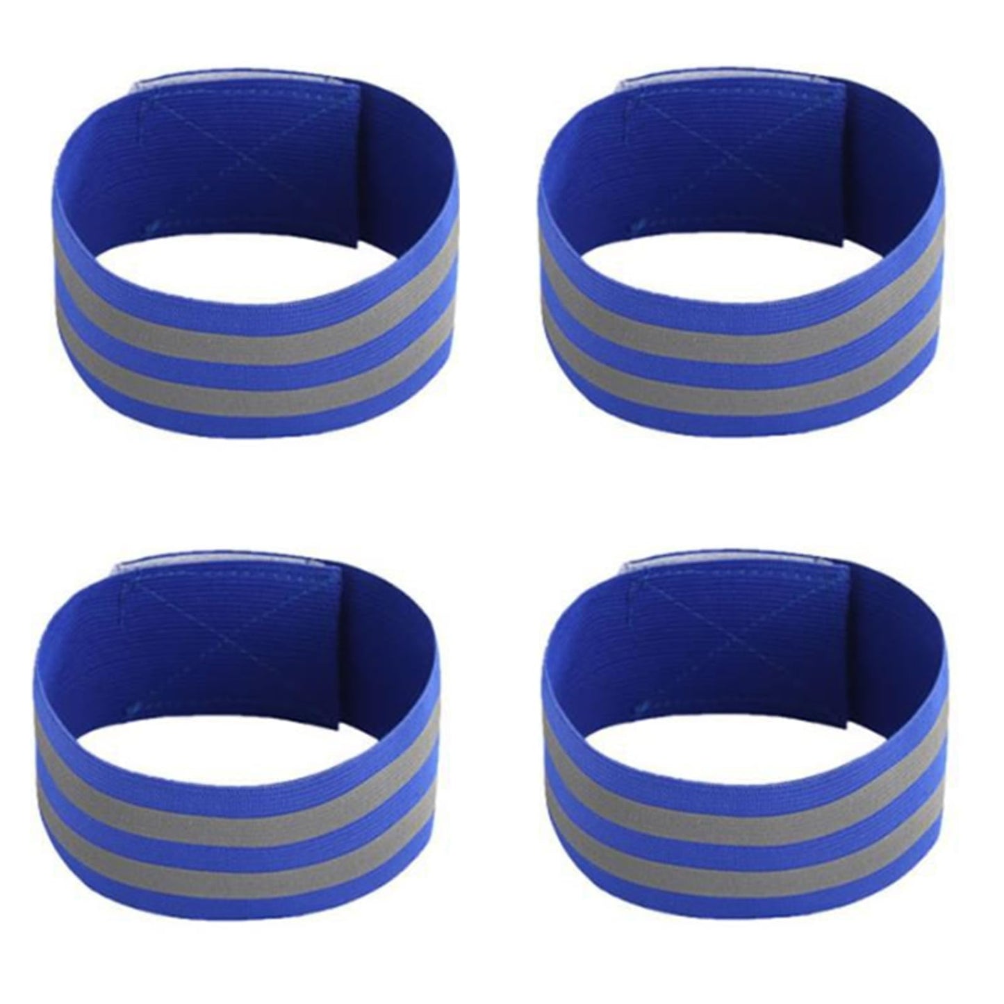 Boxonly 4 PCS Reflective Wrist Strap 5x1x1cm Running Safety Gear Reflective Wristbands High Visibility Bike Ankle Bands Reflector Armband Self-Adhesive Reflective Bands for Walking,Night Sports Blue