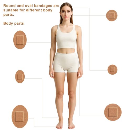 120pcs Round & Oval Bandages for Face, Elastic Fabric Flexible Adhesive Spot Small Dot Skin Friendly for Nose Hands & Delicate Wounds(6 Sizes)