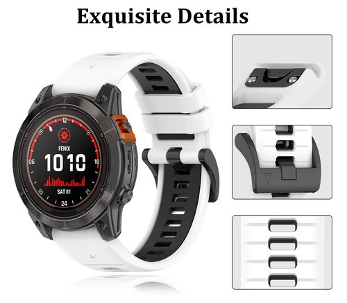 VINIUSIKI 22mm Fenix 7 Pro Straps,Easy Fit Silicone Wristband Replacement for Garmin Fenix 6 Pro Descent G1 Tactix Bravo Approach S62 Fenix 5 Plus Forerunner 965 955 Watch Bands,Black Red