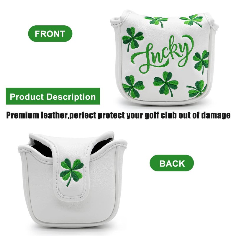 Golf Headcovers Live Lucky Golf Driver Covers Advanced Embroidery Fairway Wood Covers Hybrid Covers Mallet Blade Putter Head Covers Premium Leather Shamrock Golf Club Covers