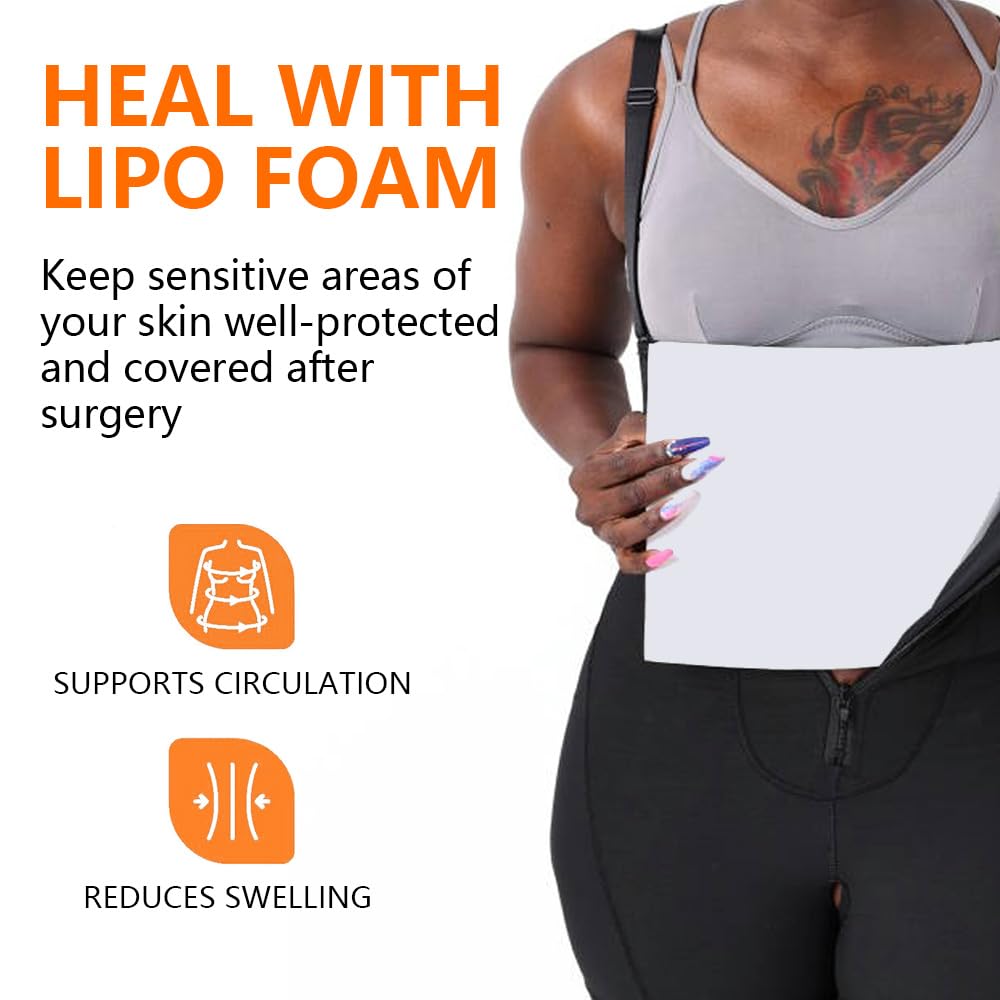 XSbeco 3 Pack Lipo Foam Pads Post Surgery Tummy Tuck,BBL Boards Belly Wrap,Compatable with Compression Garment Sheet,Liposuction Surgery Sheet for Recovery