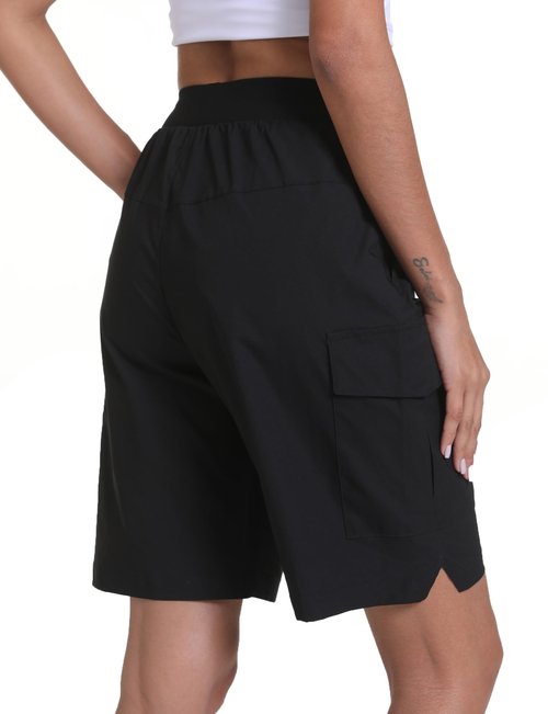 zsenoxaxi Women's Hiking Cargo Shorts Quick Dry Lightweight Shorts for Travel Athletic(Black,XL)