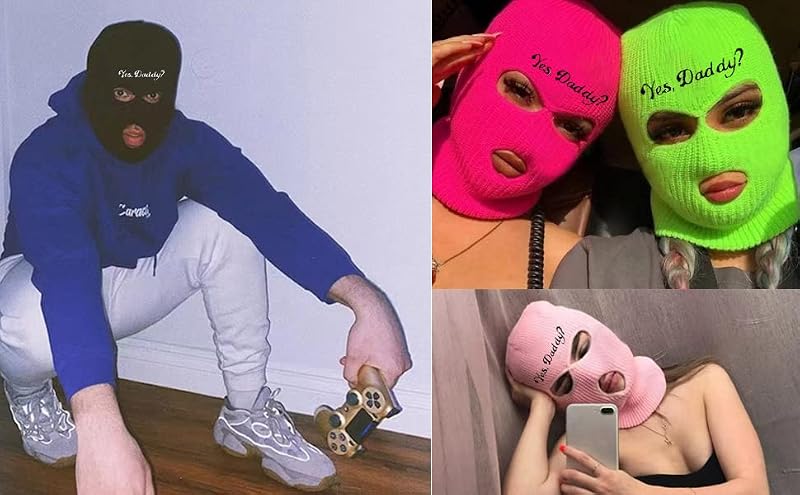FASHIXD Rose Red 3 Hole Funny Balaclava Mask for Men Women - Yes Daddy Variant