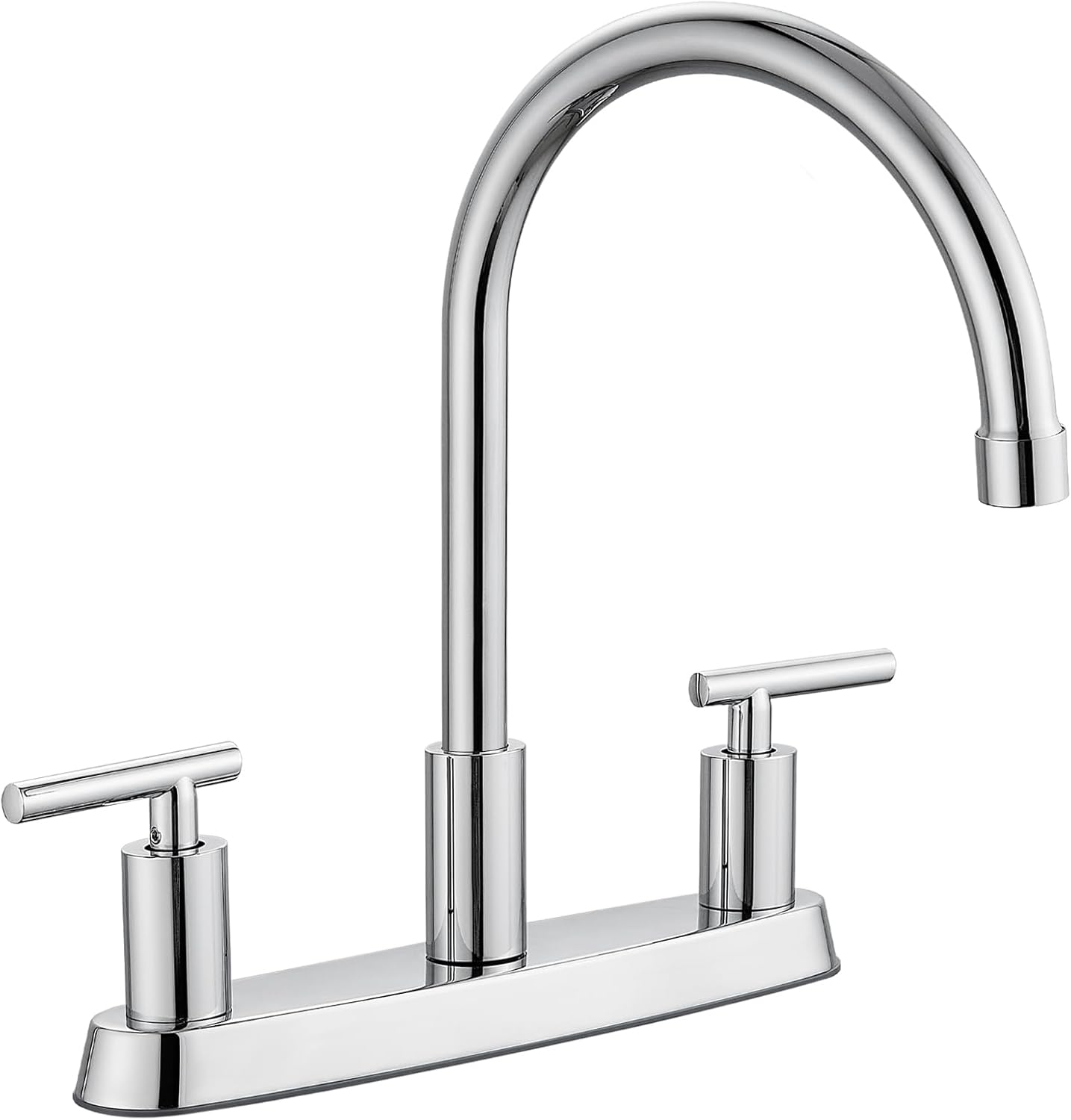 Brushed Nickel Kitchen Faucet with 360° Rotating Spout & Side Sprayer - 2 Handle, 8 Inch Centerset