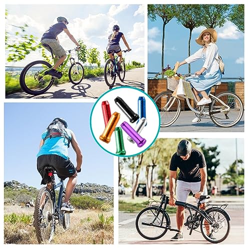 100PCS Colorful Bike Brake Cable End Caps - Durable Aluminum Crimps