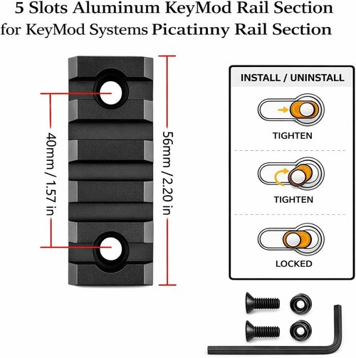 Gotical 5 Slots Aluminum Keymod Rail Section - Durable Picatinny Accessory for Enhanced Versatility