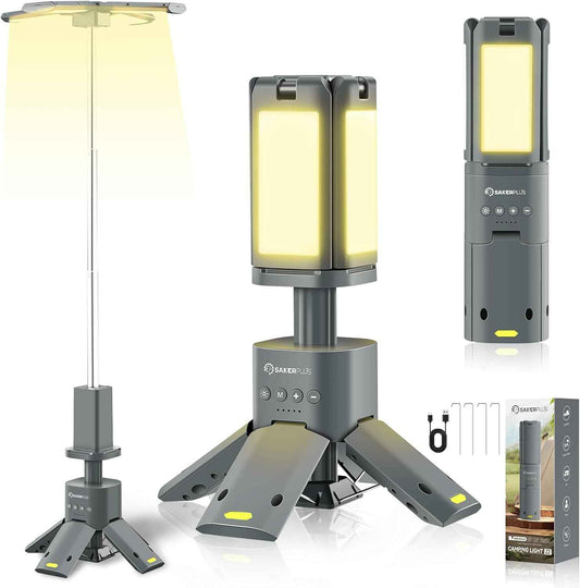 5000LM Rechargeable Portable Camping Lantern with Stand & Magnetic Base - 9 Color Modes for Emergencies & Power Outages (Green)