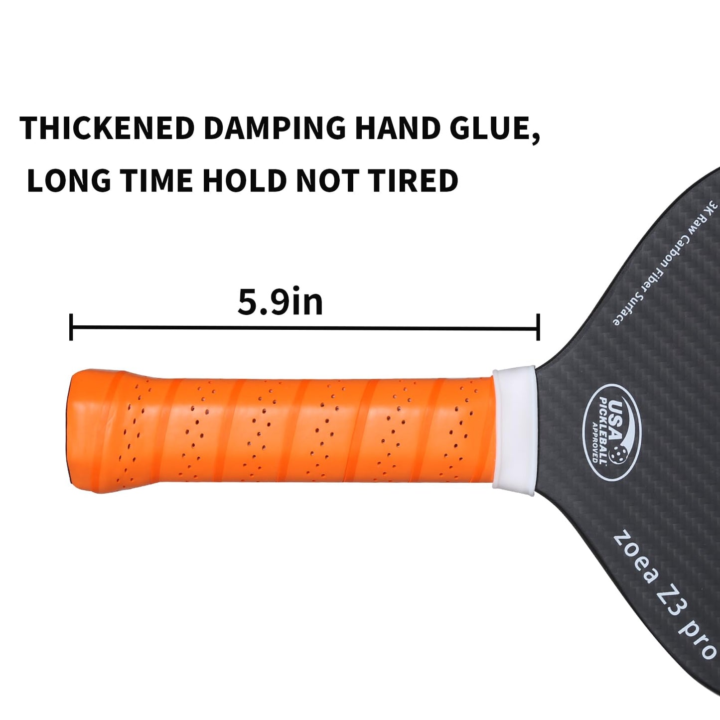 ZOEA Pickleball Paddle, USA Pickleball Approved, 16MM Polypropylene Honeycomb Core, Edgeless Style 3K Raw Carbon Fiber Surface + Carbon Abrasion Surface, Ideal for Novice and Professional Players 1PC