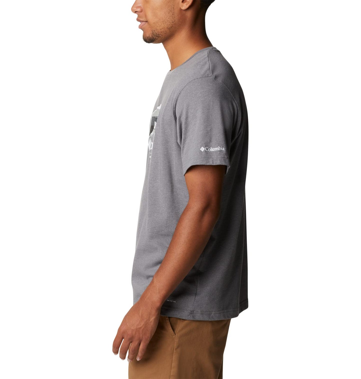 Columbia Men's Thistletown Hills Graphic Short Sleeve, City Grey Heather/Hikers Graphic, Small