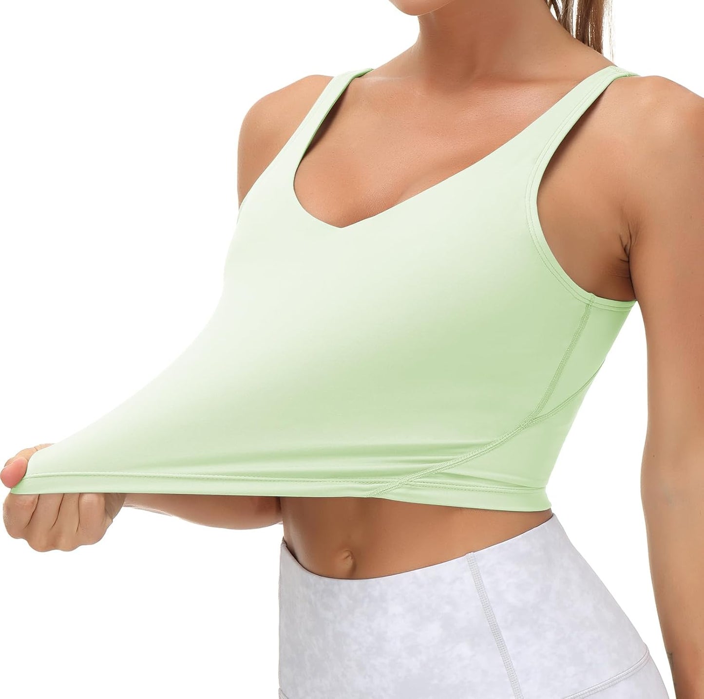 The Gym People Women's Longline Sports Bra - Wirefree, Padded, Medium Support
