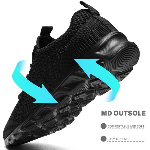 YOSFDC Men's Running Shoes Walking Slip On Comfortable Tennis Breathable Non Slip Athletic Gym Workout Cross Training Fashion Sneakers,Black,11
