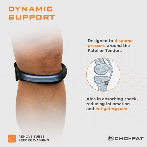 Cho-Pat Original Knee Strap, Patella Support for Runner’s Knee, Jumper’s Knee, Osgood Schlatter’s, and Chondromalacia, Black, XX-Large