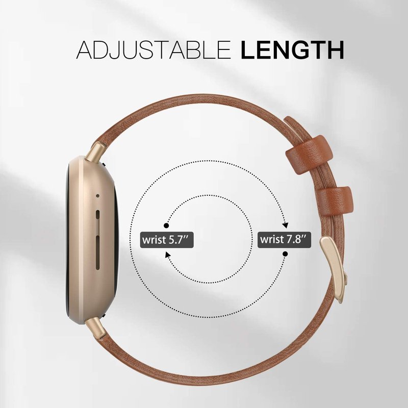 EDIMENS Leather Bands Compatible for Fitbit Versa 3 / Fitbit Versa 4 / Fitbit Sense for Women Men, Genuine Leather Bands Replacement Wristbands Straps Compatible with Versa 3 / Versa 4 / Sense