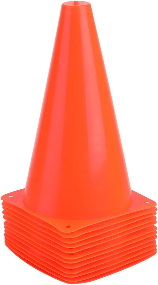 Sport Cones | 9 Inch Plastic Training Traffic Cones for Soccer, Basketball & Football Drills - Set of 10, 12, 15, or 24 in 4 Colors