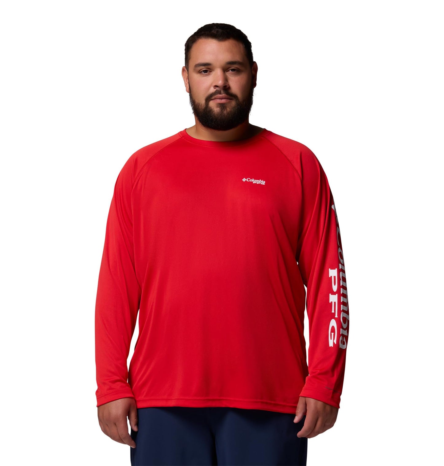 Columbia Men's PFG Terminal Tackle Long Sleeve Fishing Shirt, Red Spark/White Logo, X-Large